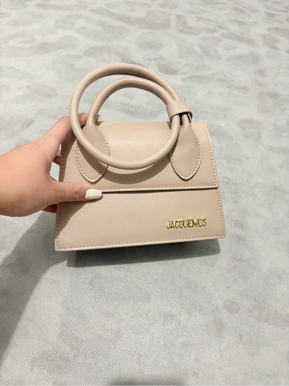 Nude Beige Mini Top-Handle Bag
